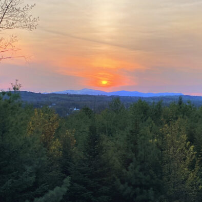 The sunset views of Mount Washington from the grand suite at Our Maine Getaway vacation rental home