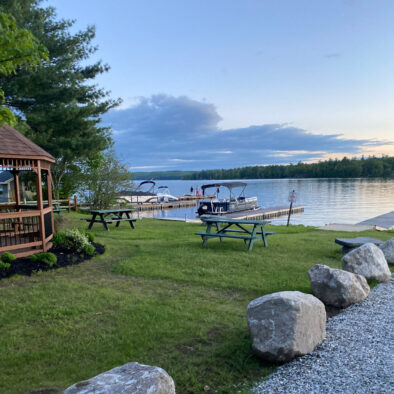 Long Lake marina and gazebo/picnic area in Harrison Maine