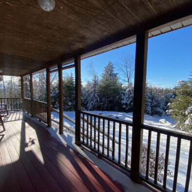 Enjoy the winter view form the back porch, close to skiing, Pleasant Mountain, Sunday River and Bridgton and Norway Maine cross country ski trails